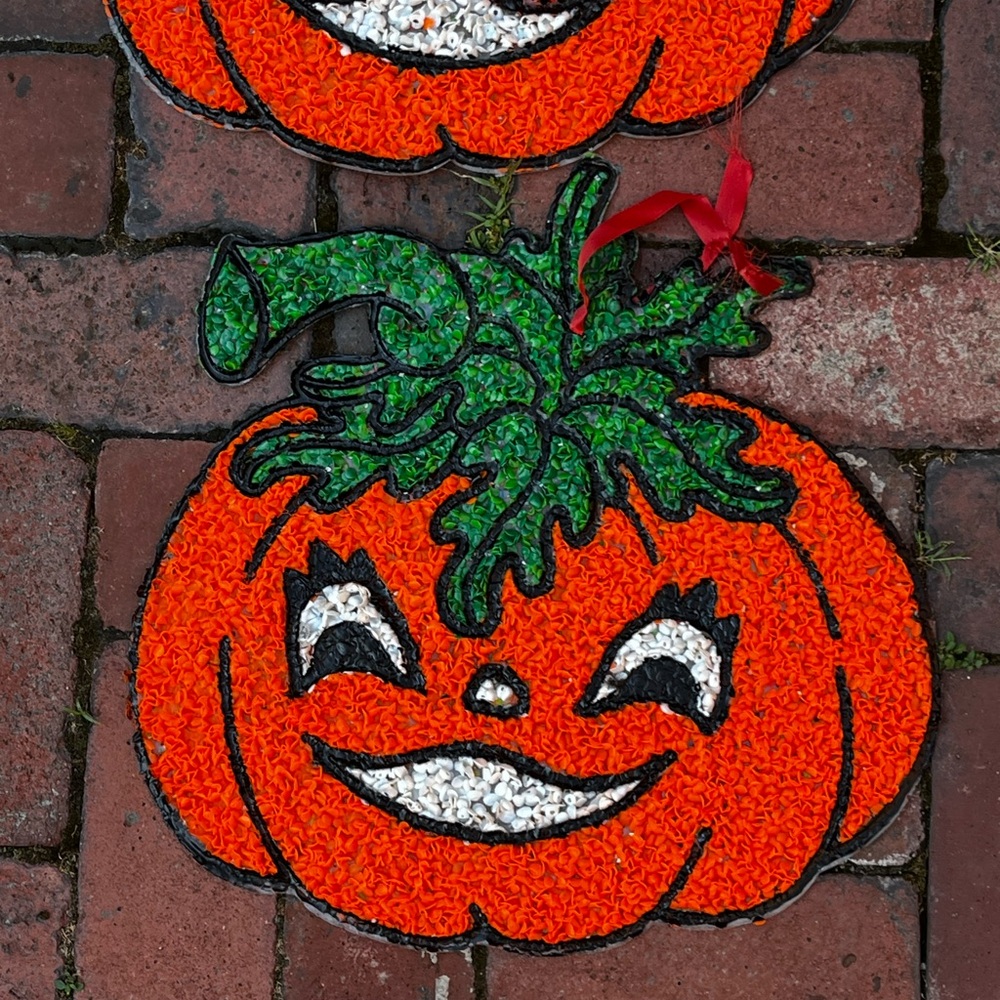Pair Vintage Retro Halloween Jack-o-lantern JOL Pumpkin Melted Popcorn